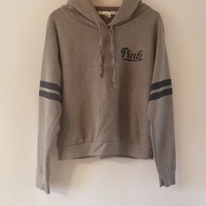 PINK Varsity Hoodie - Gray/Blue Stripes